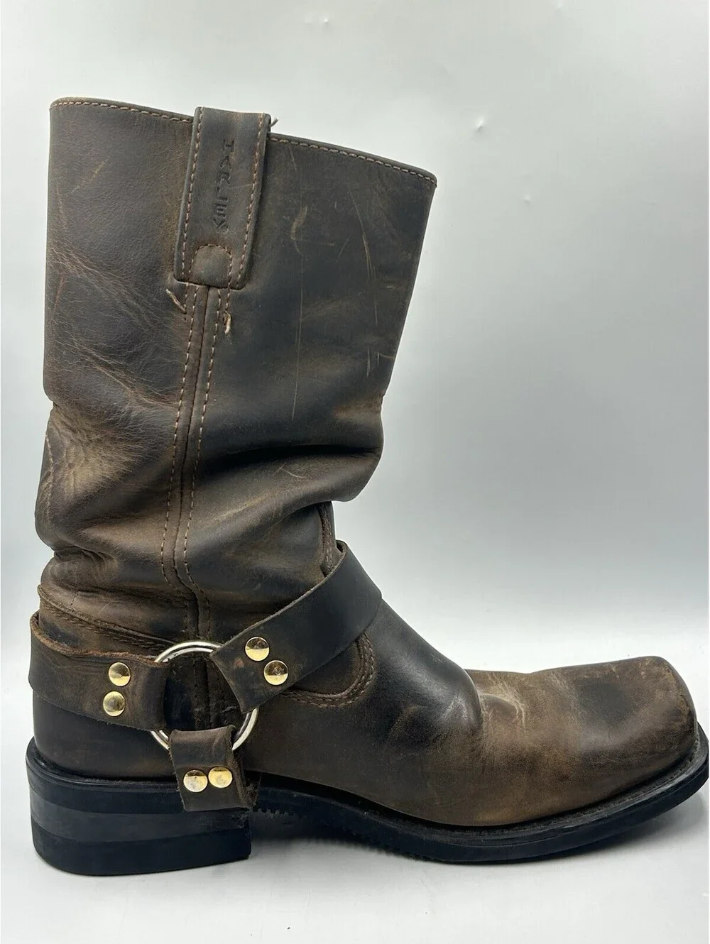Vintage Harley Davidson 98409 Harness Boots Mens 9 Brown Leather Eagle Biker